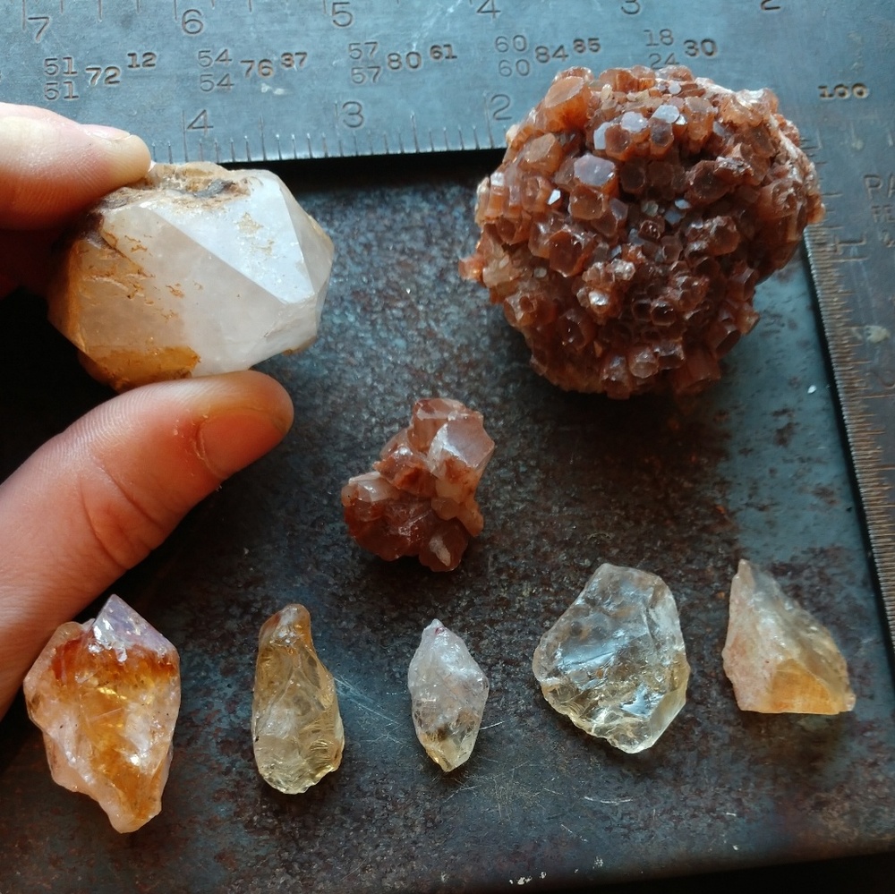 Mineral Bundle of Citrine, Aragonite, and Quarts